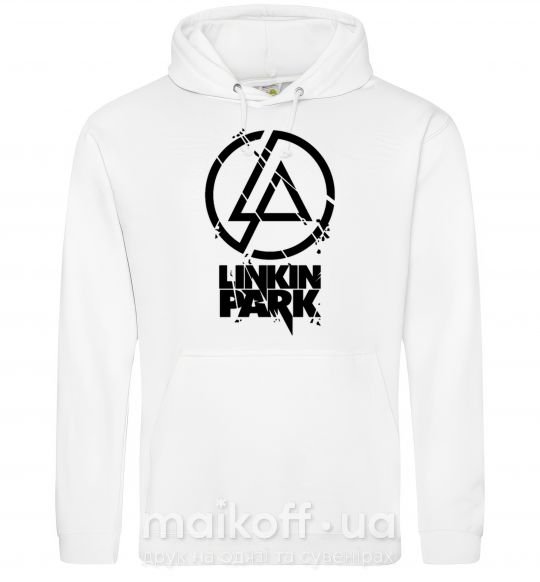 Чоловіча толстовка (худі) Linkin park broken logo Білий фото