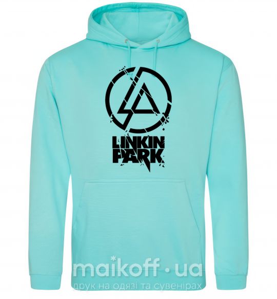 Мужская толстовка (худи) Linkin park broken logo Мятный фото