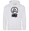 Женская толстовка (худи) Linkin park broken logo Серый меланж фото