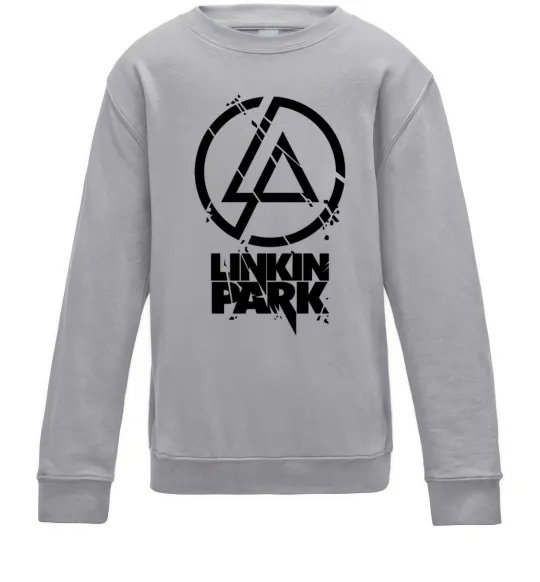 Детский Свитшот Linkin park broken logo Серый меланж фото