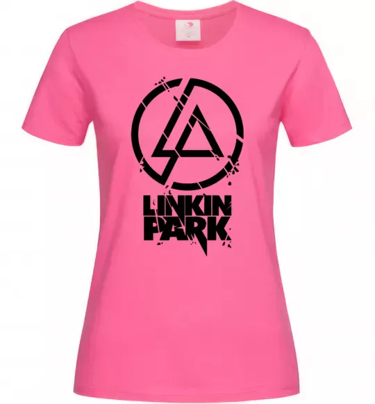 Жіноча футболка Linkin park broken logo Яскраво-рожевий фото