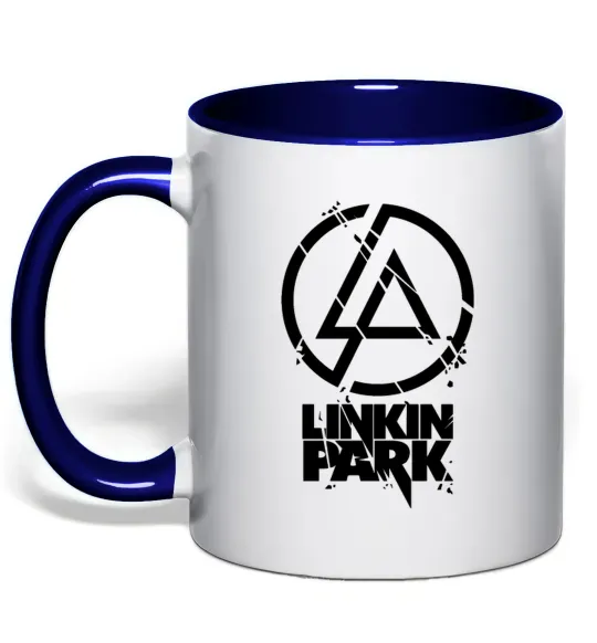 Чашка с цветной ручкой Linkin park broken logo Глубокий темно-синий фото