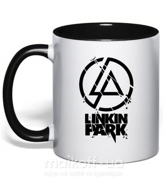 Чашка з кольоровою ручкою Linkin park broken logo Чорний фото