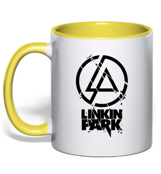 Чашка с цветной ручкой Linkin park broken logo Лимонный фото