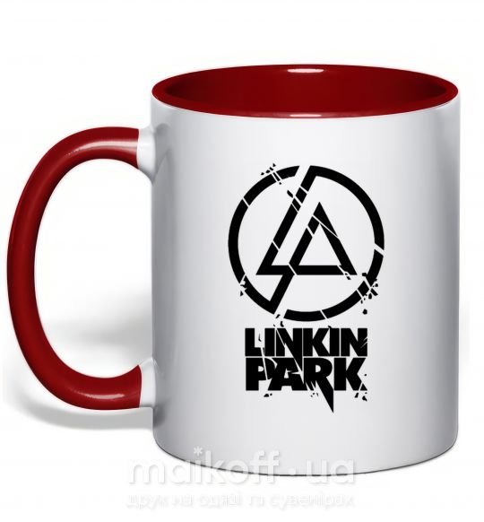 Чашка з кольоровою ручкою Linkin park broken logo Червоний фото