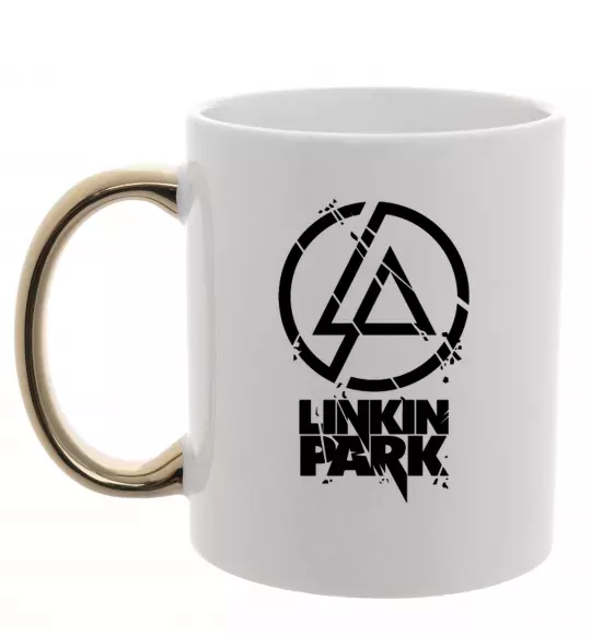 Чашка с цветной ручкой Linkin park broken logo Золото фото