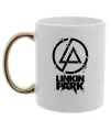 Чашка с цветной ручкой Linkin park broken logo Золото фото