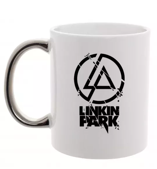 Чашка с цветной ручкой Linkin park broken logo Серебро фото