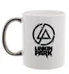 Чашка с цветной ручкой Linkin park broken logo Серебро фото