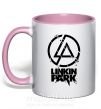 Чашка з кольоровою ручкою Linkin park broken logo Ніжно рожевий фото