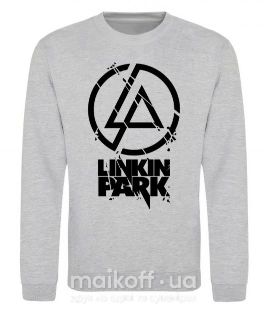Світшот Linkin park broken logo Сірий меланж фото