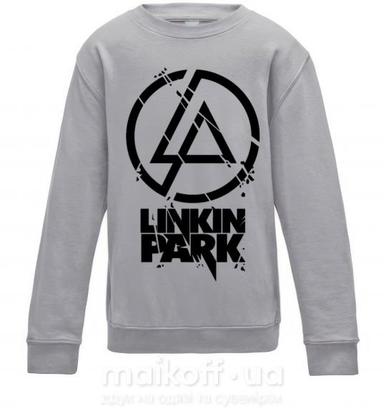 Детский Свитшот Linkin park broken logo Серый меланж фото