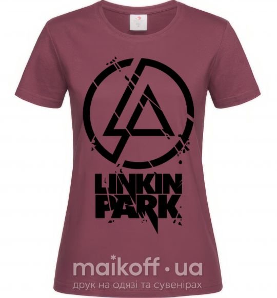 Жіноча футболка Linkin park broken logo Бордовий фото