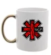 Чашка с цветной ручкой Red hot chili peppers logo Золото фото