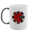 Чашка с цветной ручкой Red hot chili peppers logo Серебро фото