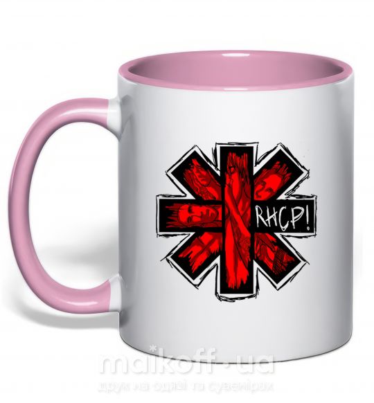 Чашка с цветной ручкой Red hot chili peppers logo Нежно розовый фото