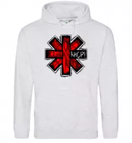 Чоловіча толстовка (худі) Red hot chili peppers logo Сірий меланж фото