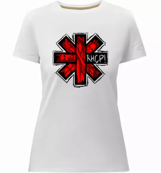 Женская премиум футболка Red hot chili peppers logo Белый фото