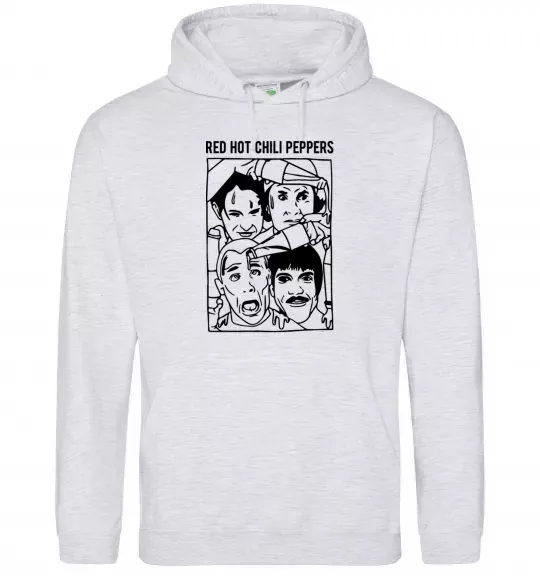 Мужская толстовка (худи) Red hot chili peppers faces Серый меланж фото