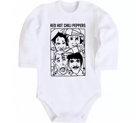 Детский боди Red hot chili peppers faces Белый фото