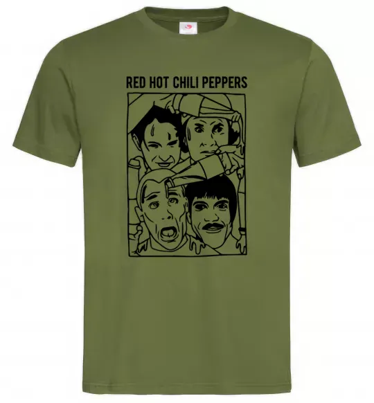 Мужская футболка Red hot chili peppers faces Оливковый фото