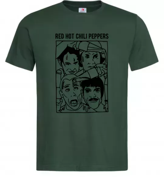Мужская футболка Red hot chili peppers faces Темно-зеленый фото