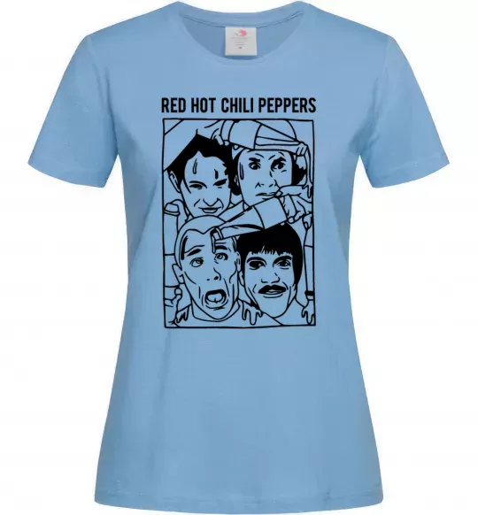 Женская футболка Red hot chili peppers faces Голубой фото