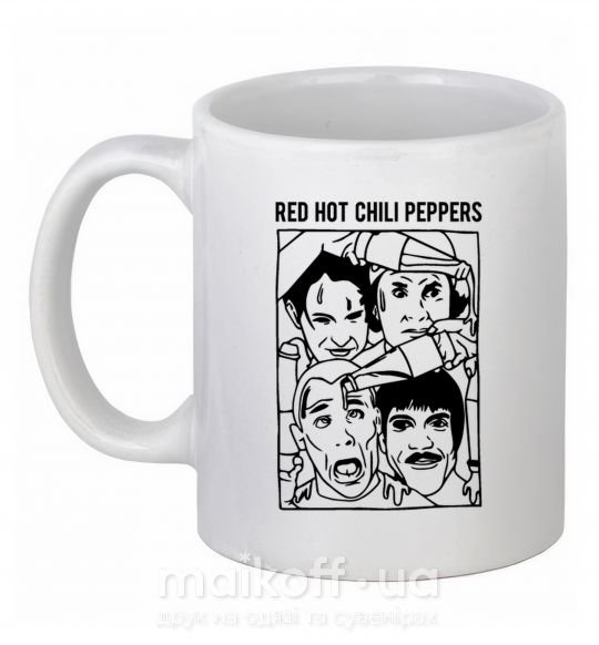 Чашка керамічна Red hot chili peppers faces Білий фото