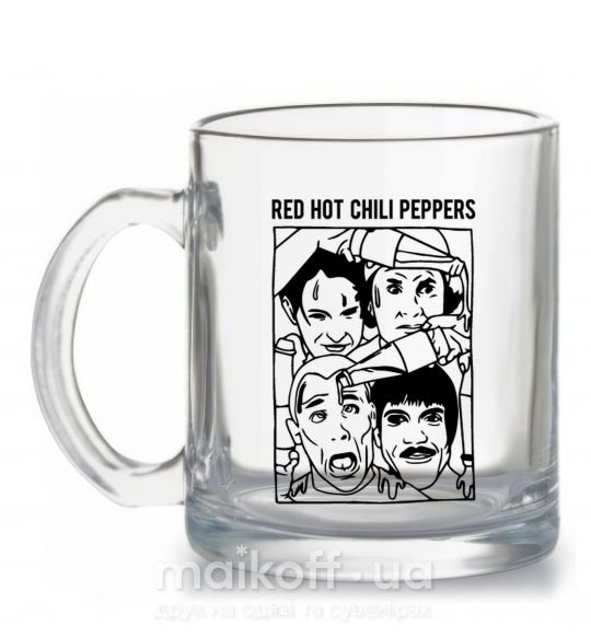Чашка скляна Red hot chili peppers faces Прозорий фото