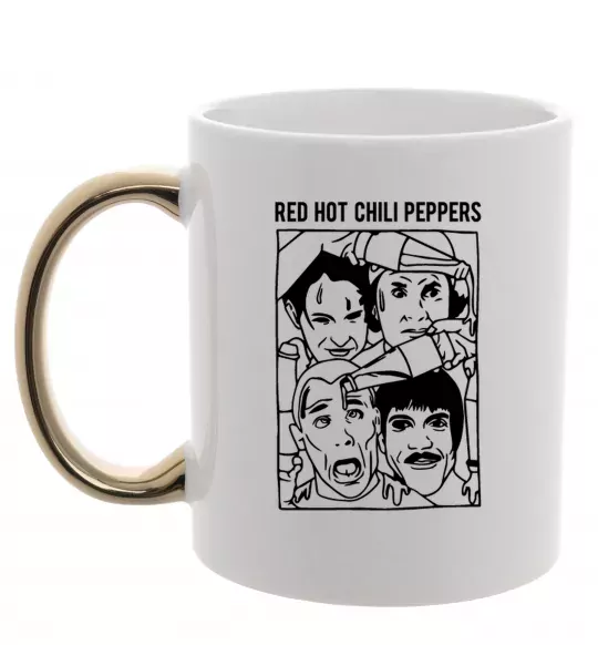 Чашка з кольоровою ручкою Red hot chili peppers faces Золото фото