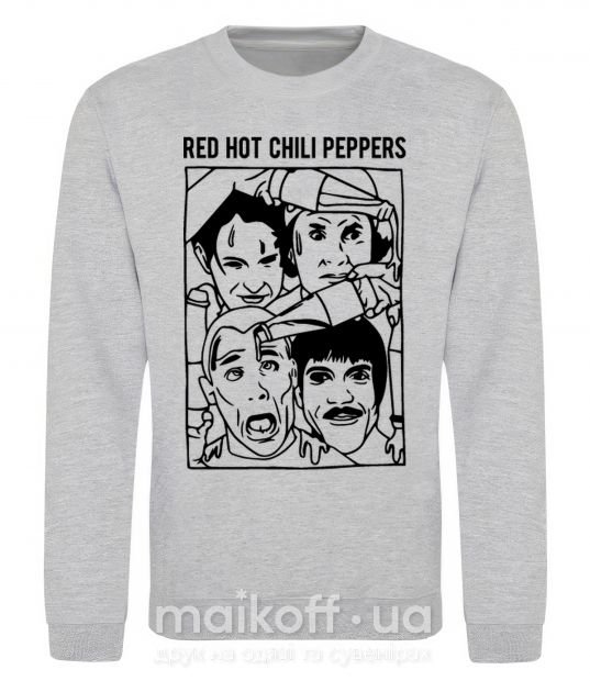 Світшот Red hot chili peppers faces Сірий меланж фото