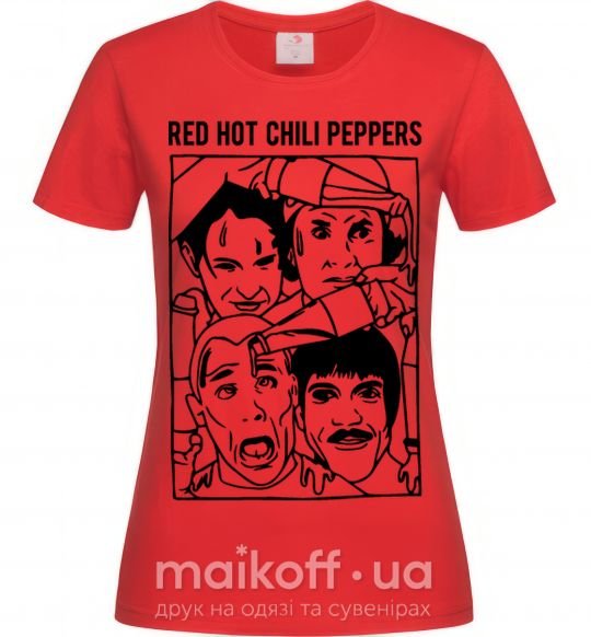 Женская футболка Red hot chili peppers faces Красный фото