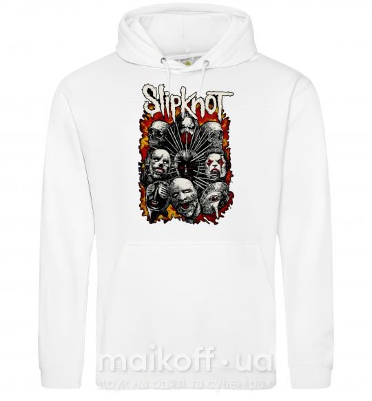 Мужская толстовка (худи) Slipknot logo Белый фото
