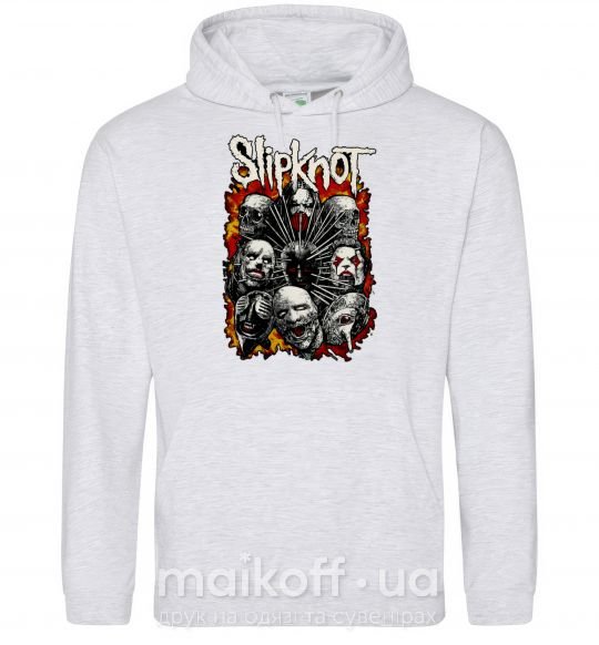 Мужская толстовка (худи) Slipknot logo Серый меланж фото