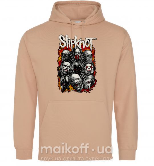 Мужская толстовка (худи) Slipknot logo Песочный фото