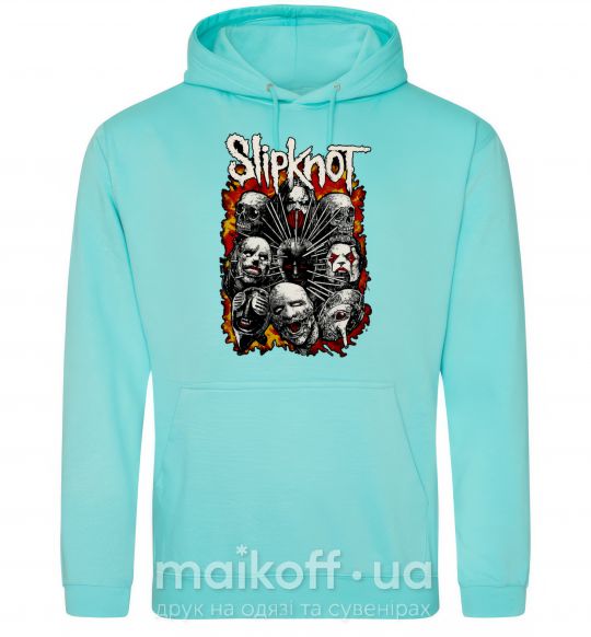 Мужская толстовка (худи) Slipknot logo Мятный фото