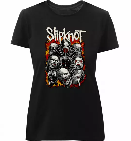 Женская премиум футболка Slipknot logo Черный фото