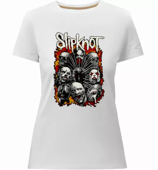 Женская премиум футболка Slipknot logo Белый фото