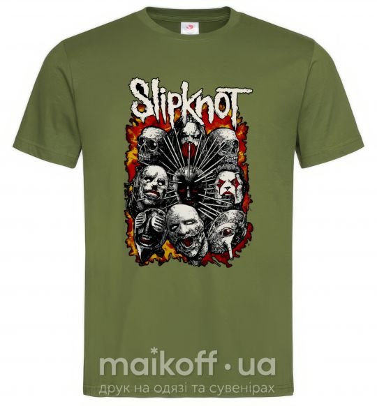 Чоловіча футболка Slipknot logo Оливковий фото