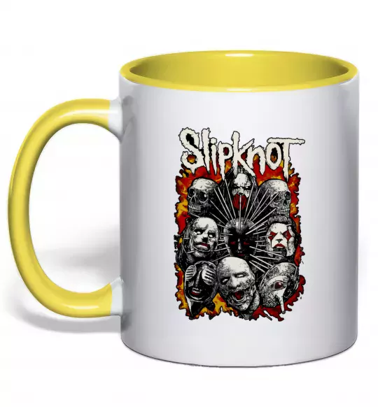 Чашка з кольоровою ручкою Slipknot logo Сонячно жовтий фото