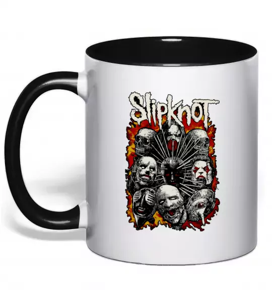 Чашка з кольоровою ручкою Slipknot logo Чорний фото
