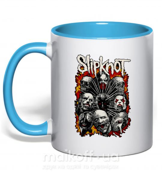 Чашка с цветной ручкой Slipknot logo Голубой фото