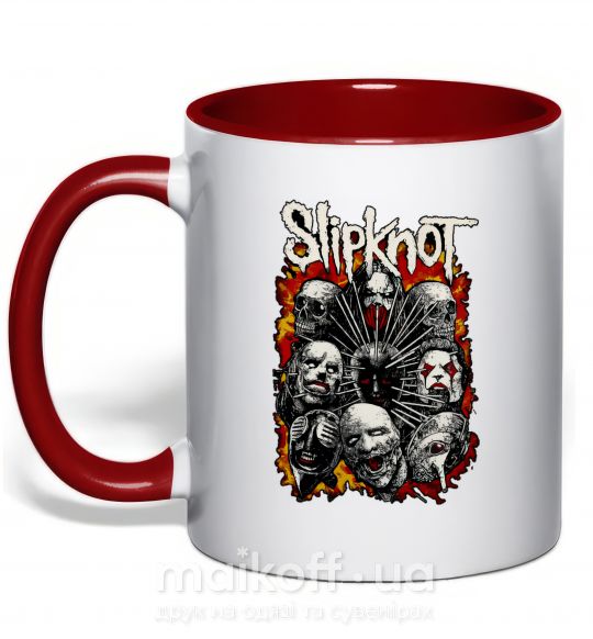 Чашка з кольоровою ручкою Slipknot logo Червоний фото