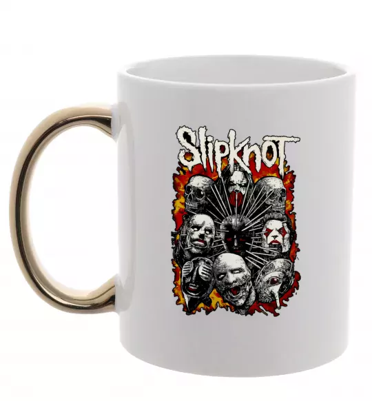 Чашка з кольоровою ручкою Slipknot logo Золото фото