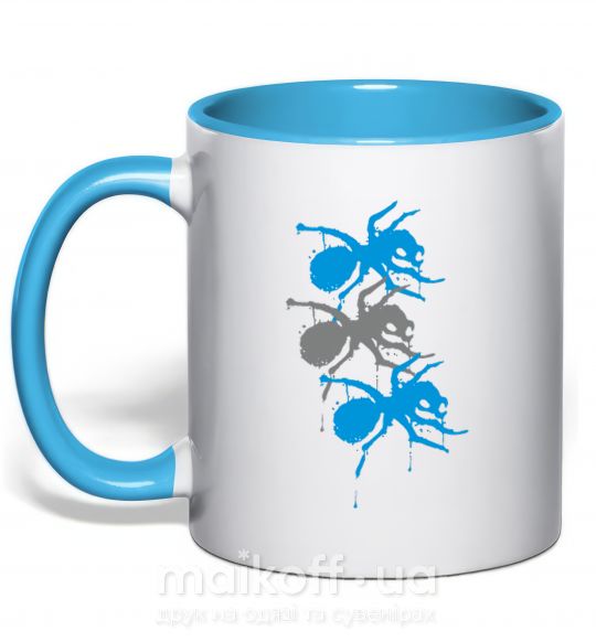 Чашка з кольоровою ручкою The prodigy ant Блакитний фото