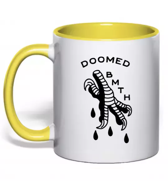 Чашка з кольоровою ручкою Doomed Bring Me the Horizon Сонячно жовтий фото