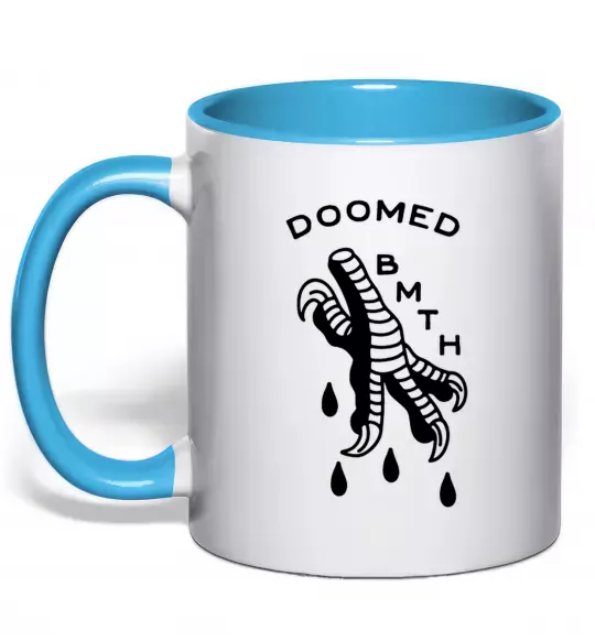 Чашка з кольоровою ручкою Doomed Bring Me the Horizon Блакитний фото