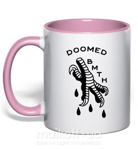 Чашка з кольоровою ручкою Doomed Bring Me the Horizon Ніжно рожевий фото