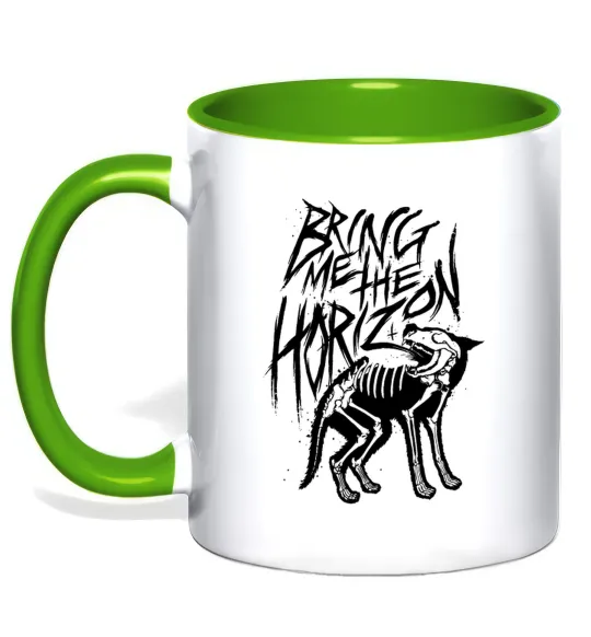 Чашка с цветной ручкой Bring Me the Horizon Wolf bones Лаймовый фото