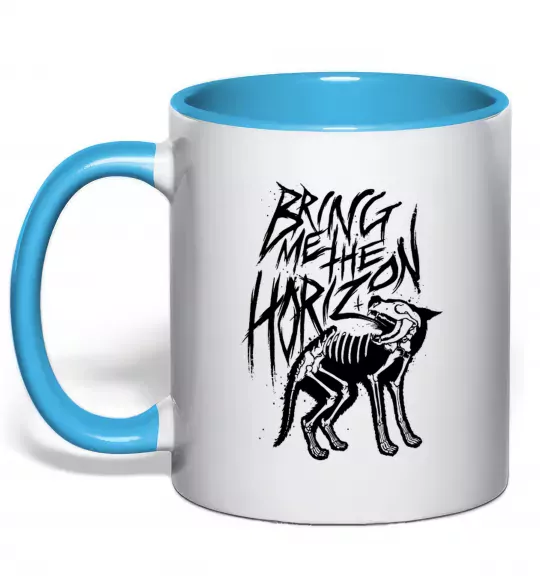 Чашка с цветной ручкой Bring Me the Horizon Wolf bones Голубой фото